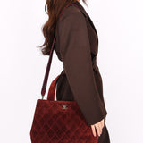 Chanel Trapezoid Tote Bordeaux Suede RHW