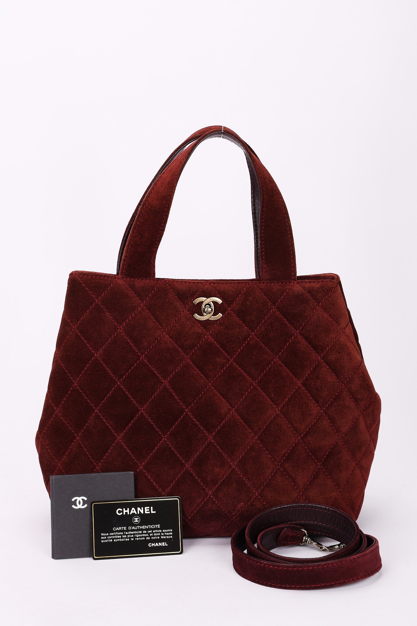 Chanel Trapezoid Tote Bordeaux Suede RHW