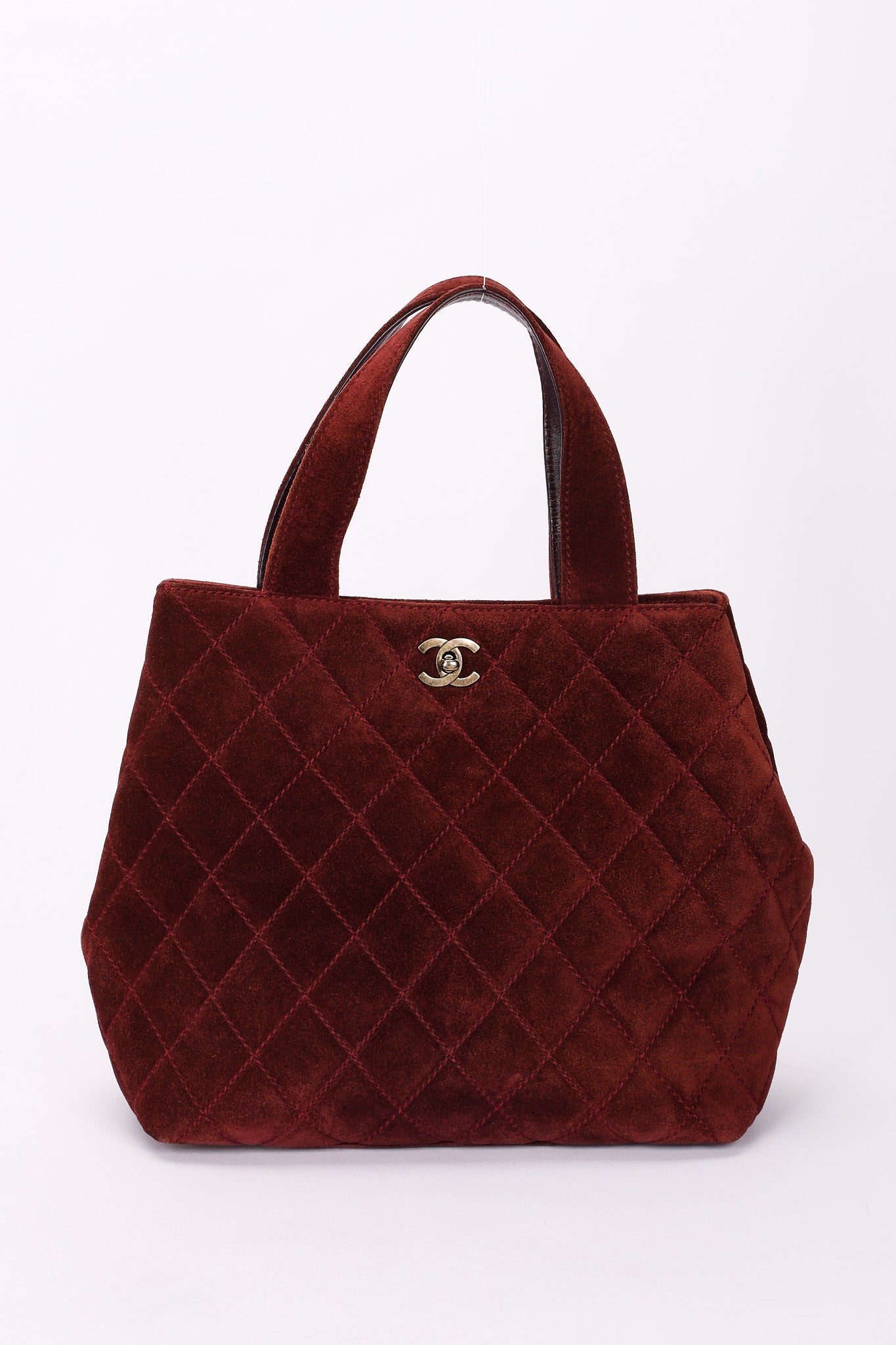 Chanel Trapezoid Tote Bordeaux Suede RHW