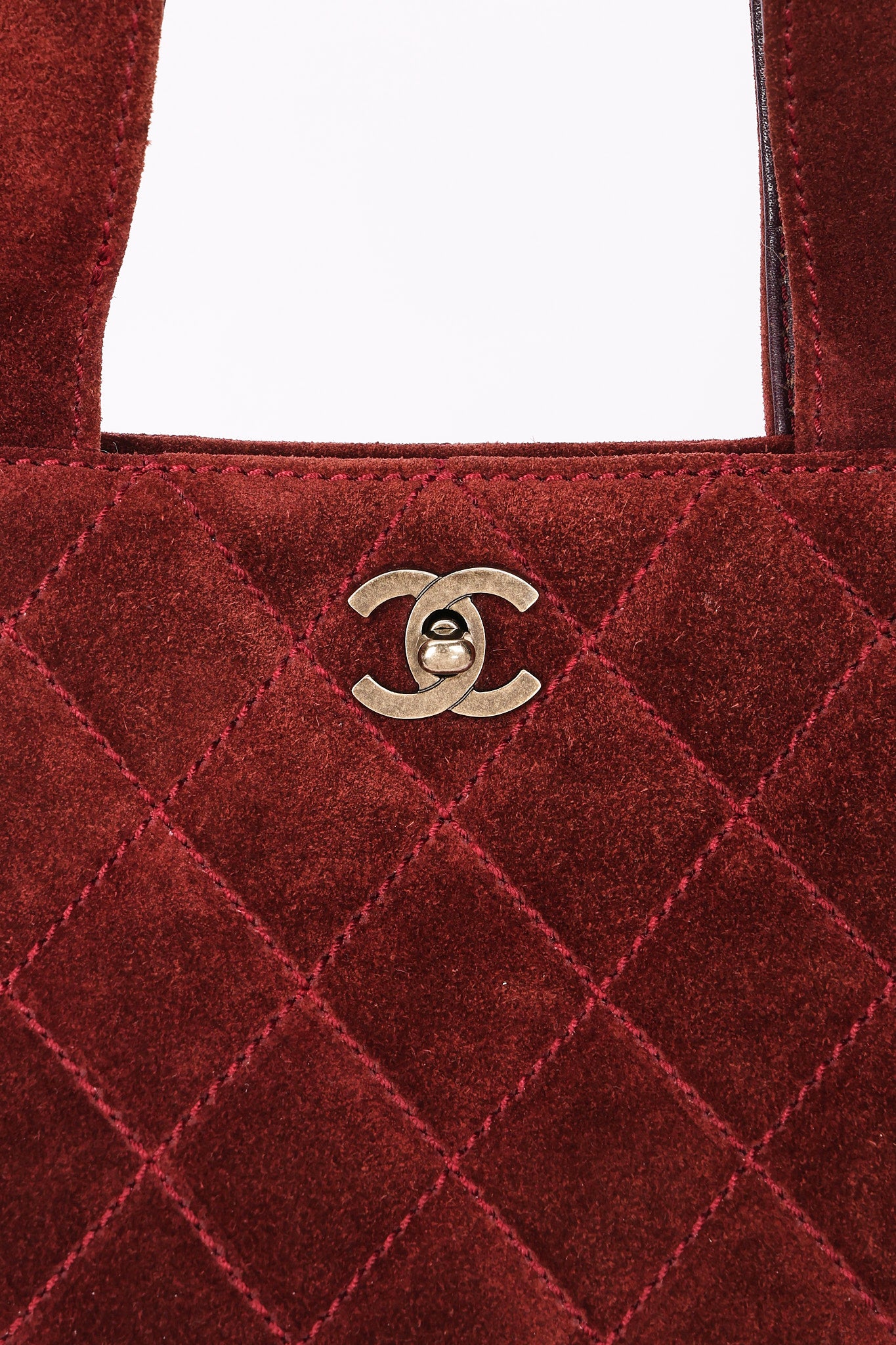 Chanel Trapezoid Tote Bordeaux Suede RHW