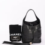 Chanel Square Stitch Bucket Bag Black Lambskin DSHW