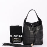 Chanel Square Stitch Bucket Bag Black Lambskin DSHW