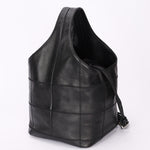 Chanel Square Stitch Bucket Bag Black Lambskin DSHW