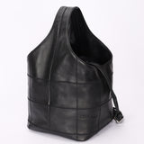 Chanel Square Stitch Bucket Bag Black Lambskin DSHW