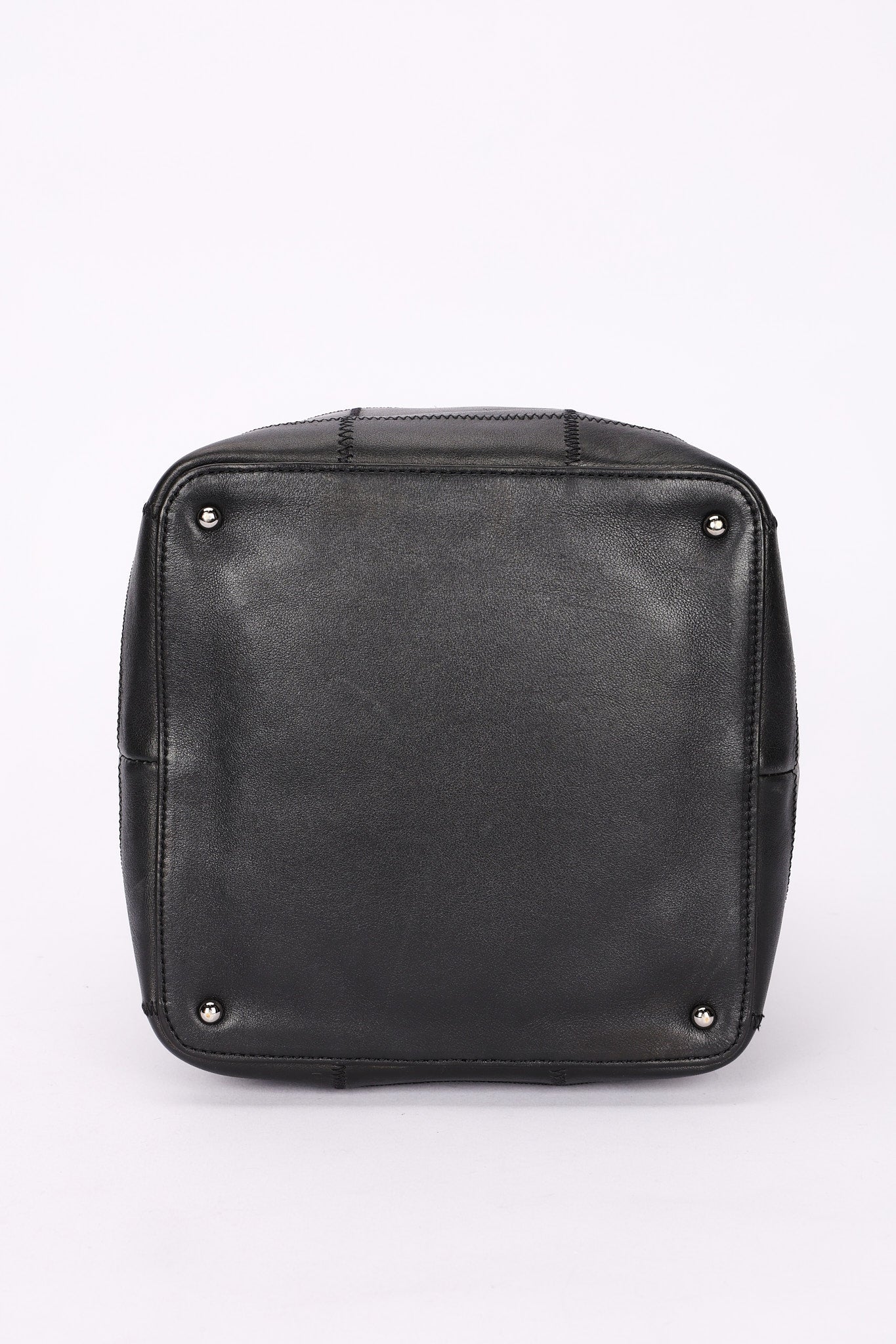 Chanel Square Stitch Bucket Bag Black Lambskin DSHW