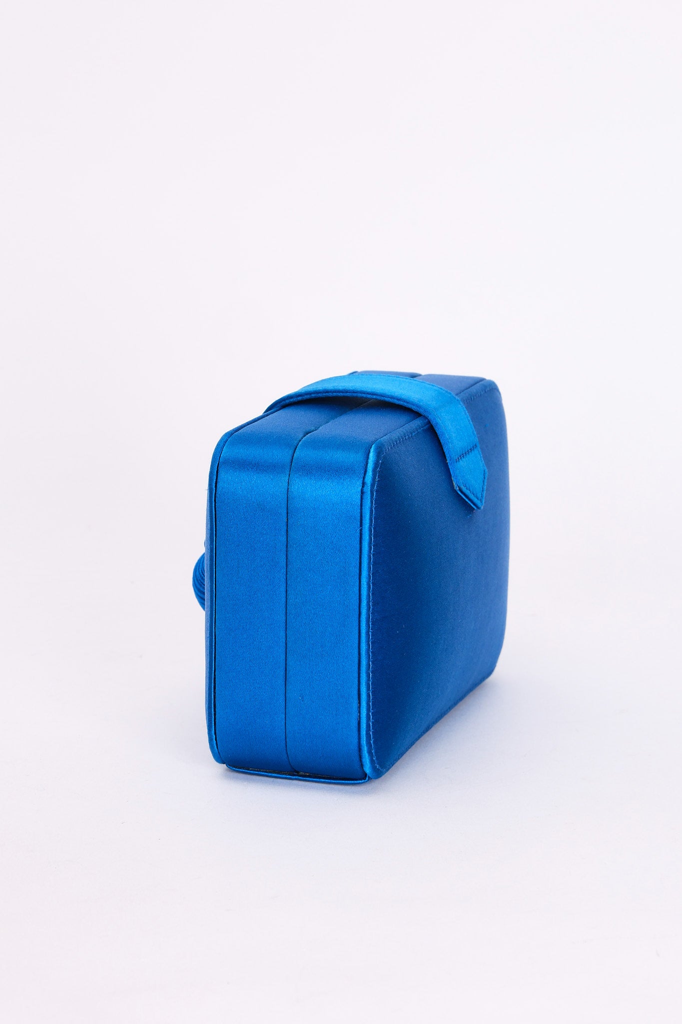 Loewe Tassel Box Clutch with Chain Cobalt Blue Satin