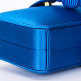 Loewe Tassel Box Clutch with Chain Cobalt Blue Satin