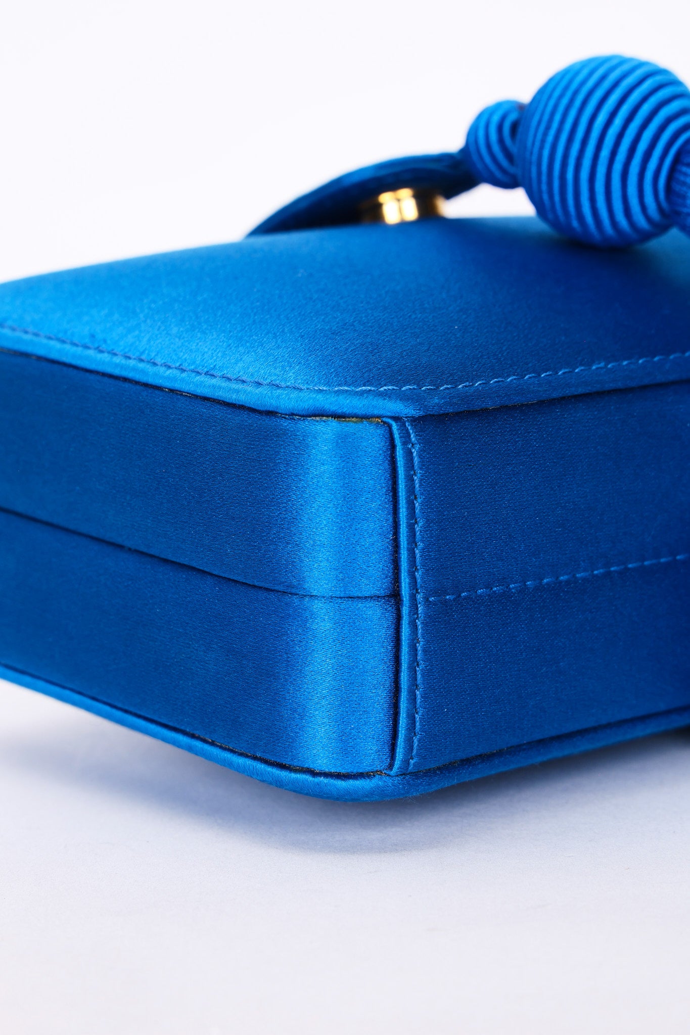 Loewe Tassel Box Clutch with Chain Cobalt Blue Satin