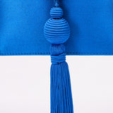 Loewe Tassel Box Clutch with Chain Cobalt Blue Satin