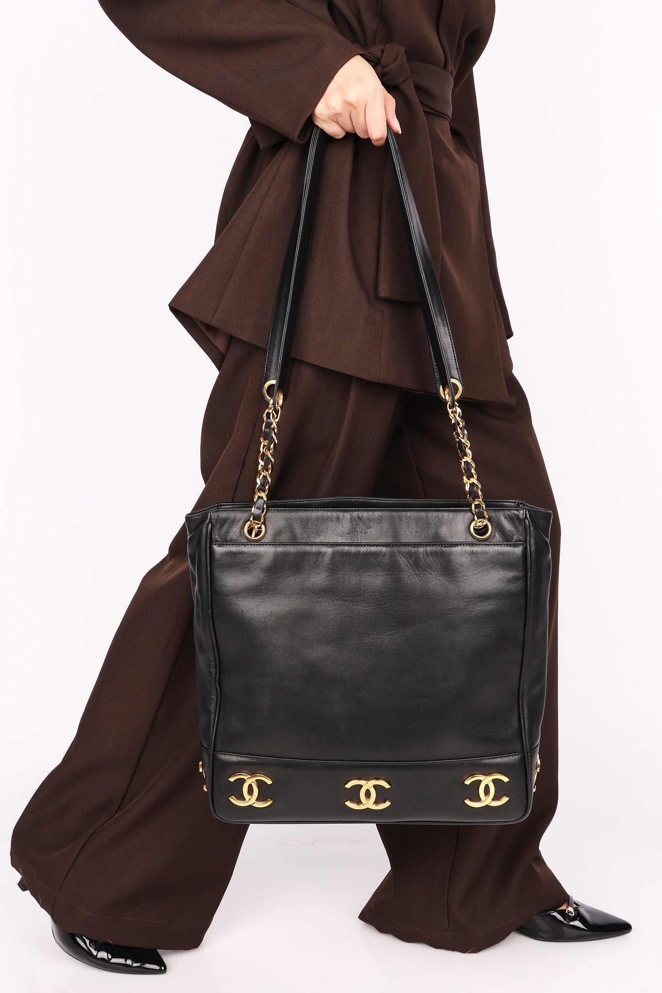 Chanel Triple CC Shoulder Bag Black Lambskin 24K GP
