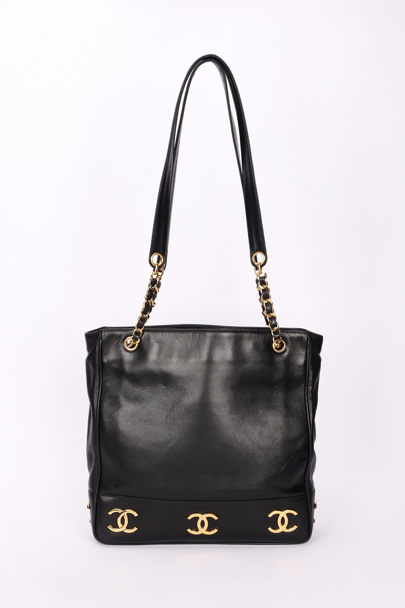 Chanel Triple CC Shoulder Bag Black Lambskin 24K GP