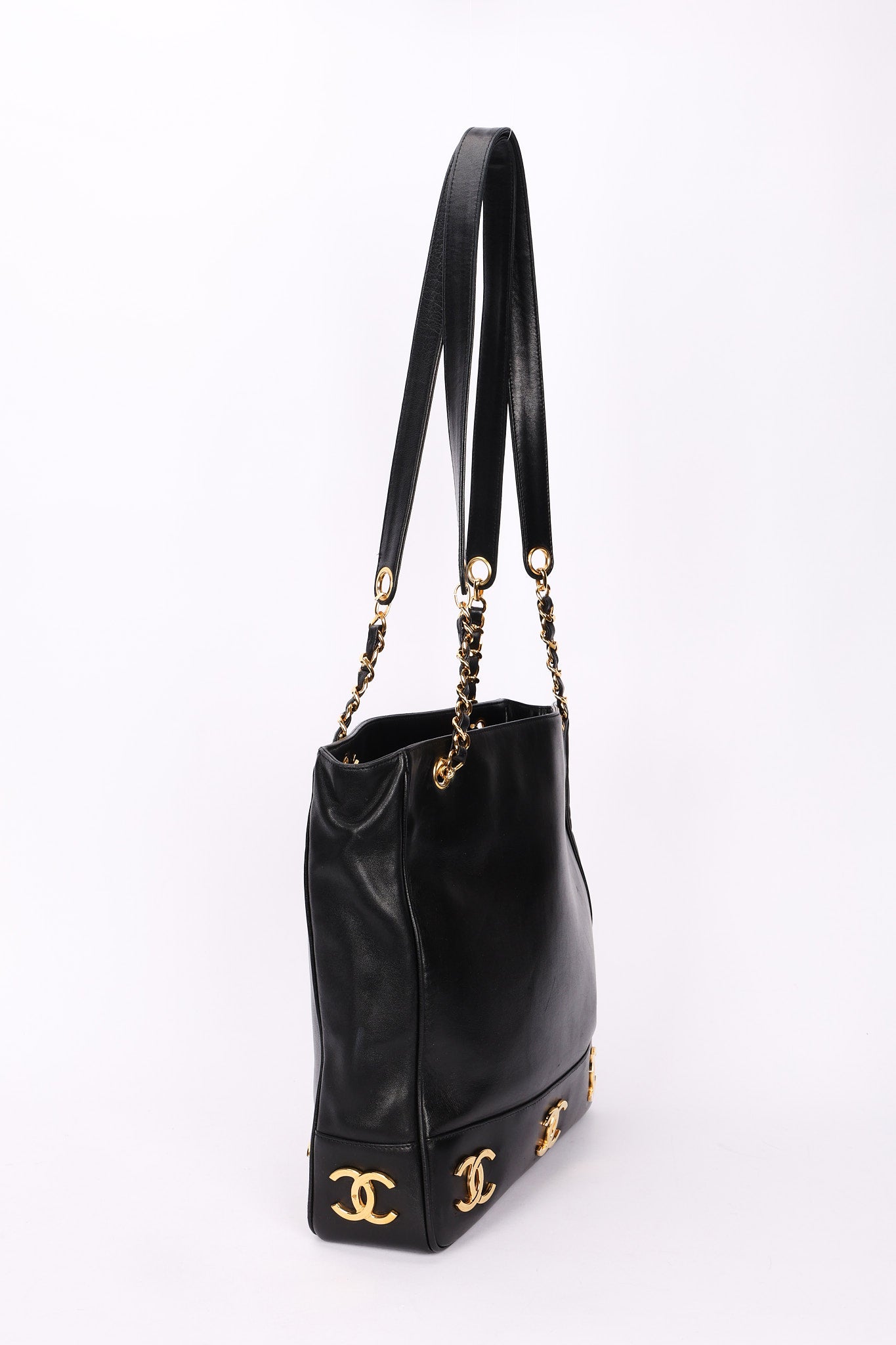 Chanel Triple CC Shoulder Bag Black Lambskin 24K GP