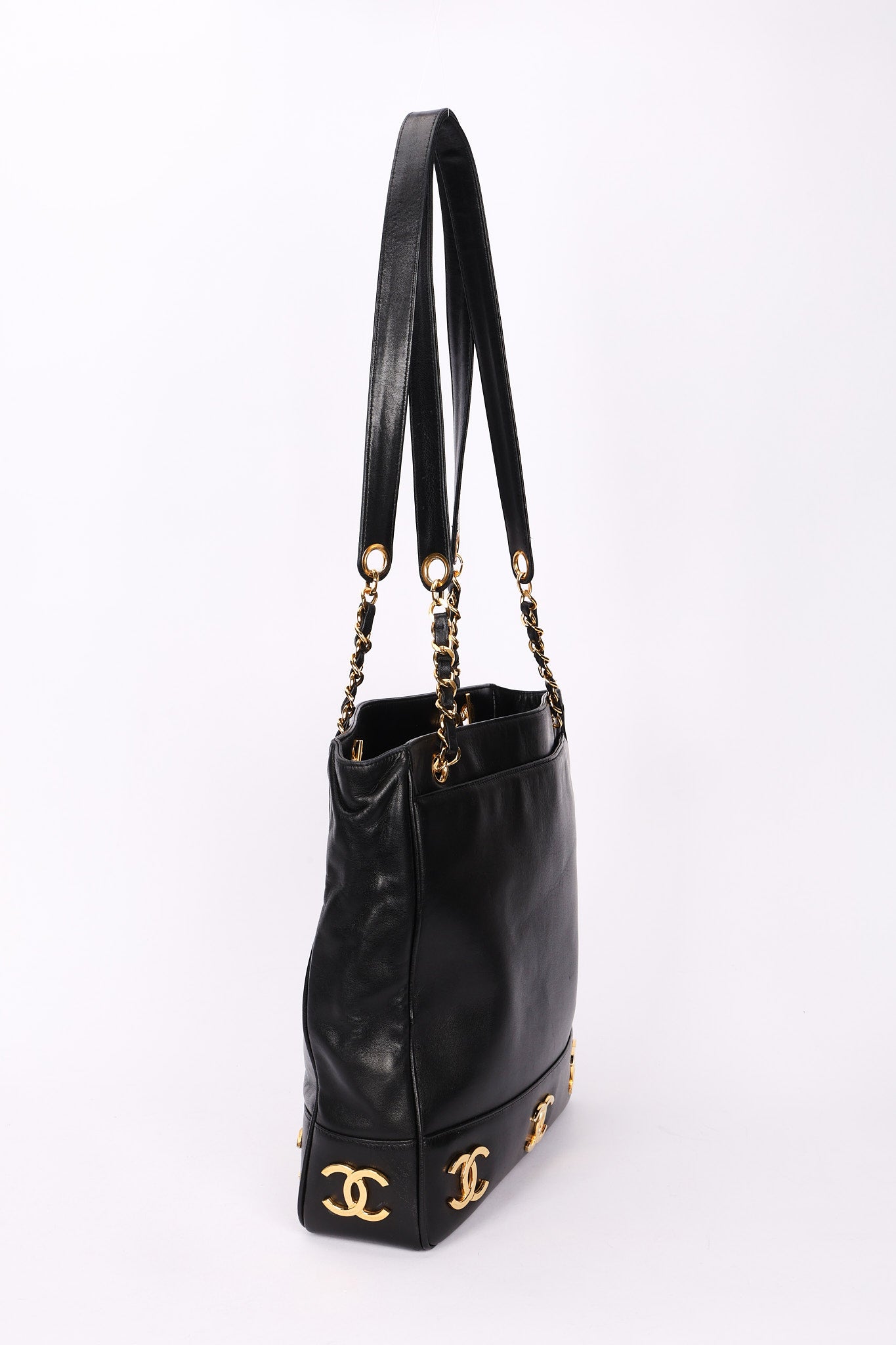 Chanel Triple CC Shoulder Bag Black Lambskin 24K GP