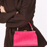 Bottega Veneta Intrecciato Kisslock Top Handle Bag Pink