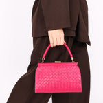 Bottega Veneta Intrecciato Kisslock Top Handle Bag Pink