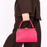 Bottega Veneta Intrecciato Kisslock Top Handle Bag Pink