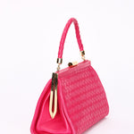 Bottega Veneta Intrecciato Kisslock Top Handle Bag Pink