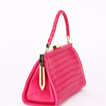 Bottega Veneta Intrecciato Kisslock Top Handle Bag Pink