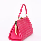 Bottega Veneta Intrecciato Kisslock Top Handle Bag Pink