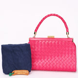 Bottega Veneta Intrecciato Kisslock Top Handle Bag Pink