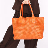 Bottega Veneta Small Intrecciato Cabat Tote Orange