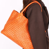 Bottega Veneta Small Intrecciato Cabat Tote Orange