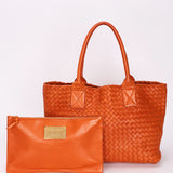 Bottega Veneta Small Intrecciato Cabat Tote Orange