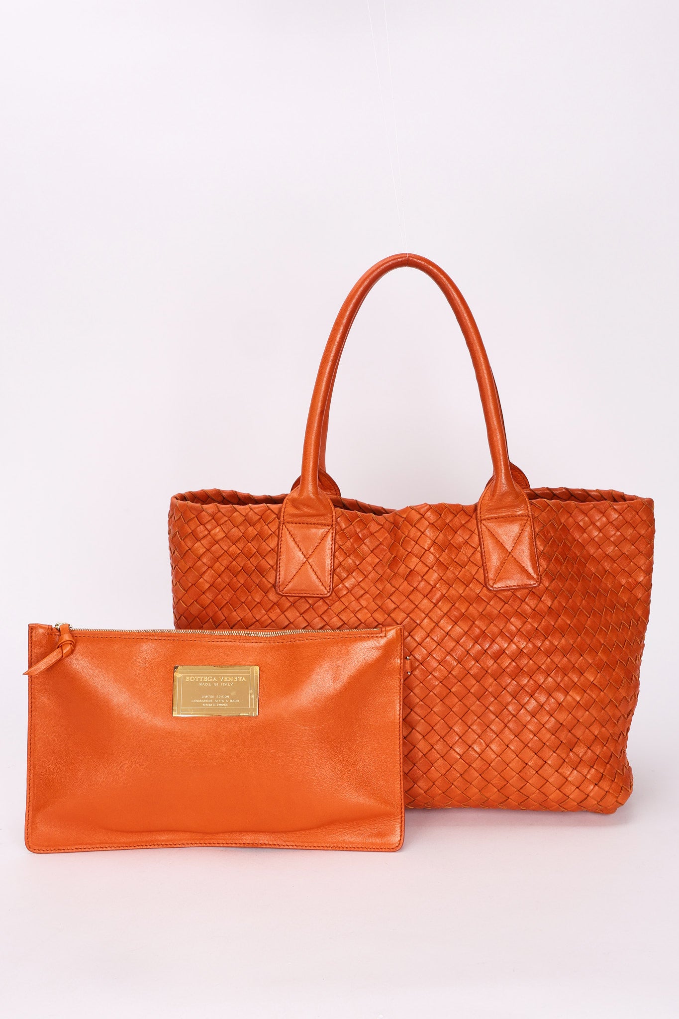 Bottega Veneta Small Intrecciato Cabat Tote Orange