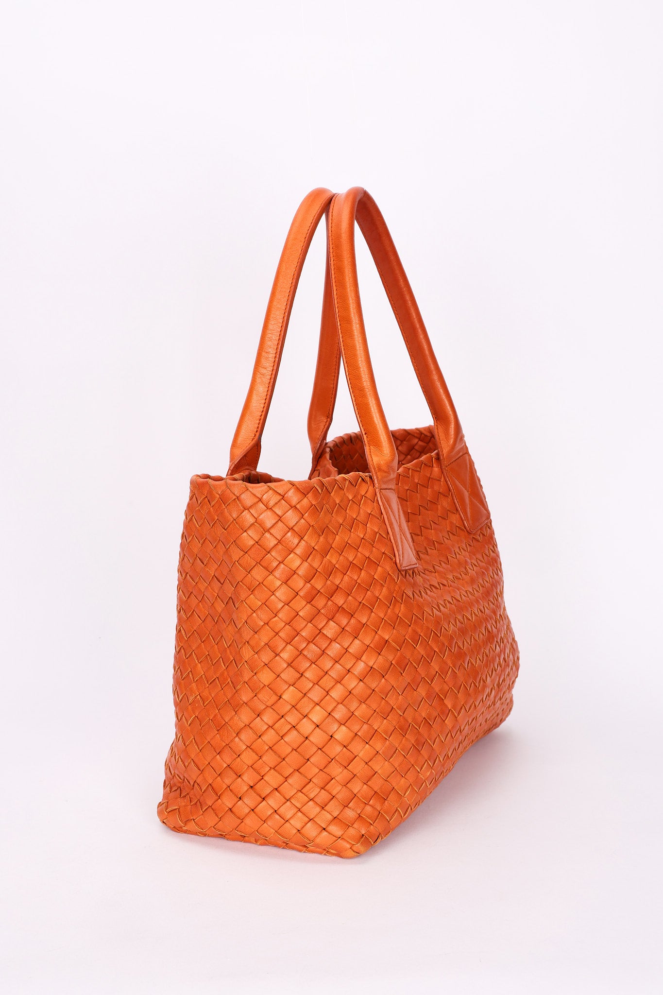 Bottega Veneta Small Intrecciato Cabat Tote Orange
