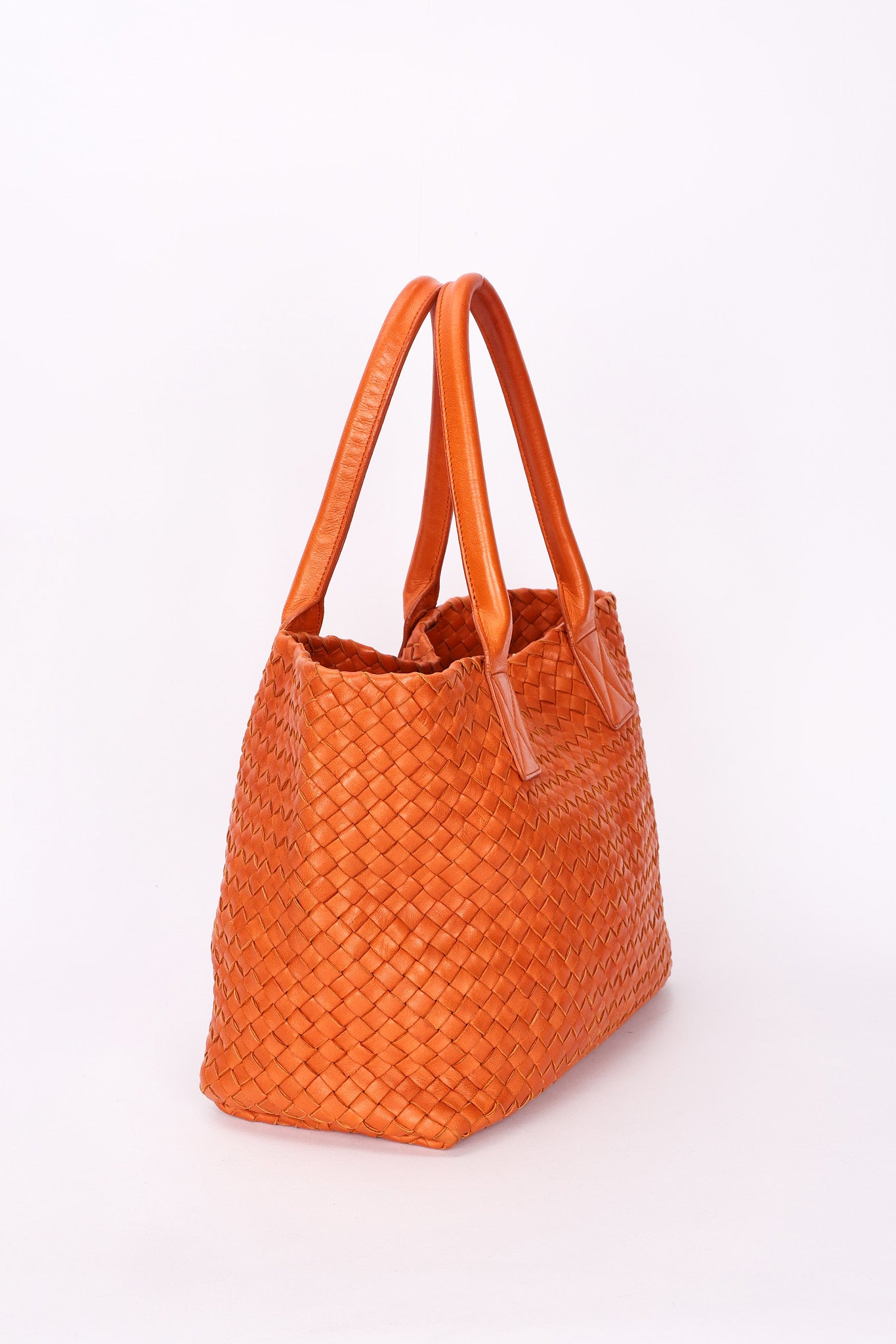 Bottega Veneta Small Intrecciato Cabat Tote Orange