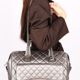 Chanel Large Casual Pocket Bowling Bag Grey Metallic Calfskin 2016 RHW - Drop 79