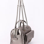Chanel Large Casual Pocket Bowling Bag Grey Metallic Calfskin RHW