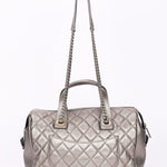 Chanel Large Casual Pocket Bowling Bag Grey Metallic Calfskin RHW