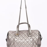 Chanel Large Casual Pocket Bowling Bag Grey Metallic Calfskin RHW
