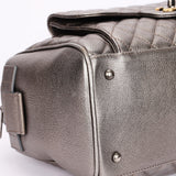 Chanel Large Casual Pocket Bowling Bag Grey Metallic Calfskin RHW