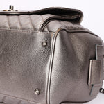 Chanel Large Casual Pocket Bowling Bag Grey Metallic Calfskin RHW