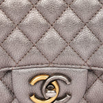 Chanel Large Casual Pocket Bowling Bag Grey Metallic Calfskin RHW