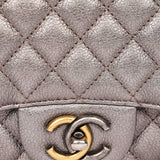 Chanel Large Casual Pocket Bowling Bag Grey Metallic Calfskin RHW