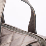 Chanel Large Casual Pocket Bowling Bag Grey Metallic Calfskin RHW