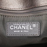 Chanel Large Casual Pocket Bowling Bag Grey Metallic Calfskin RHW