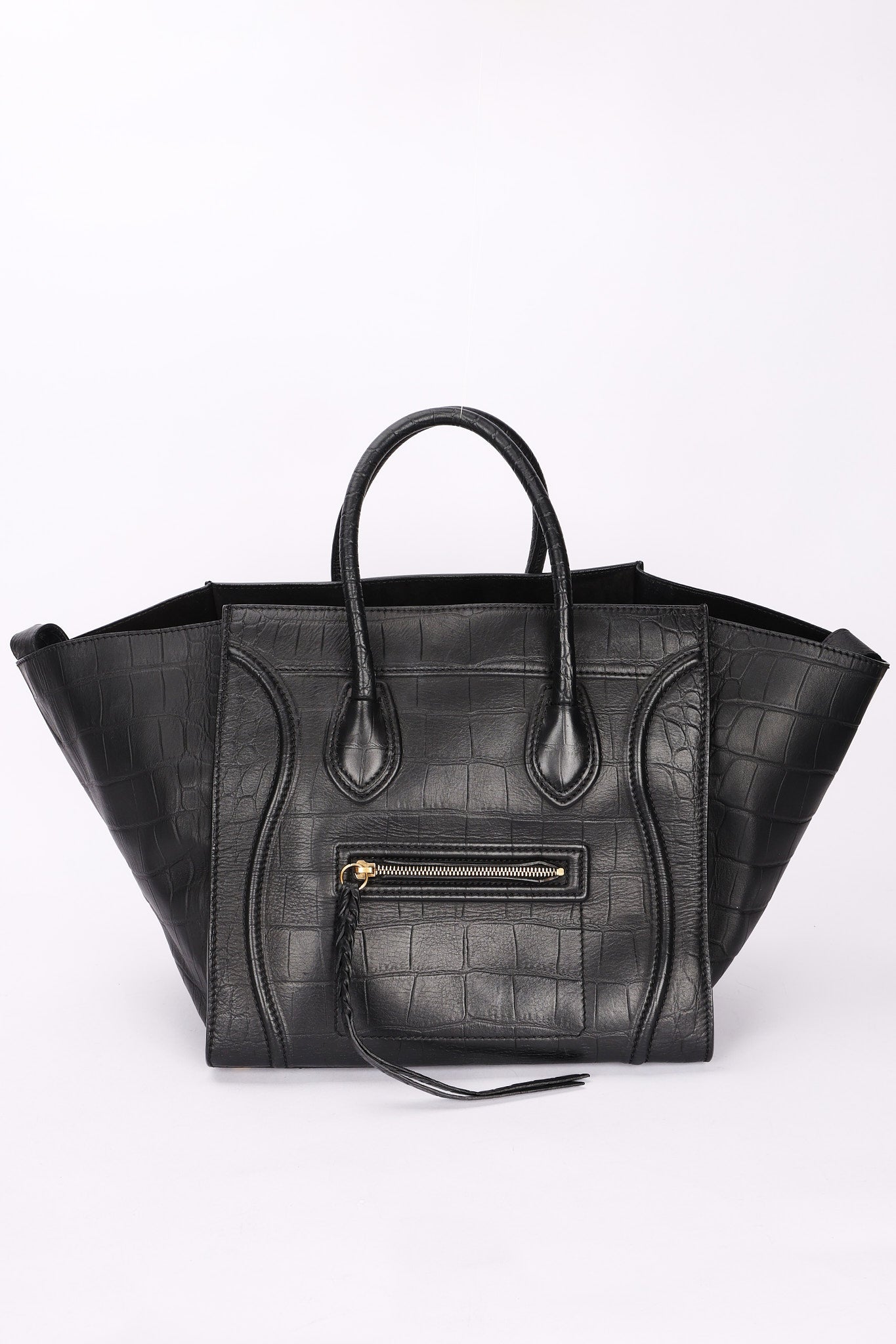 Celine Crocodile Embossed Phantom Luggage Tote