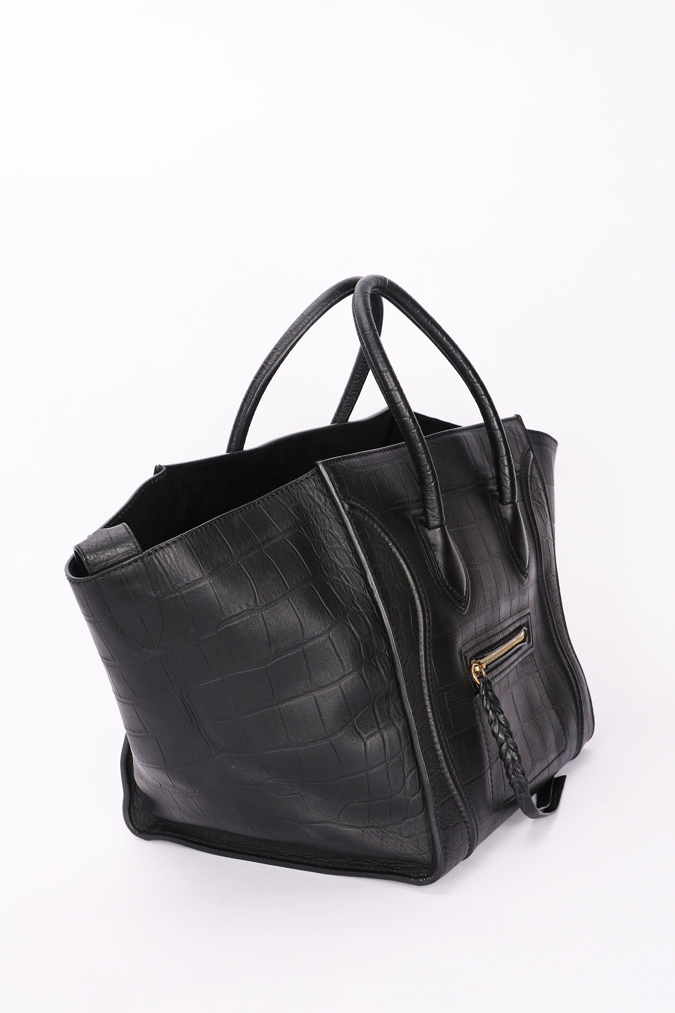 Celine Crocodile Embossed Phantom Luggage Tote