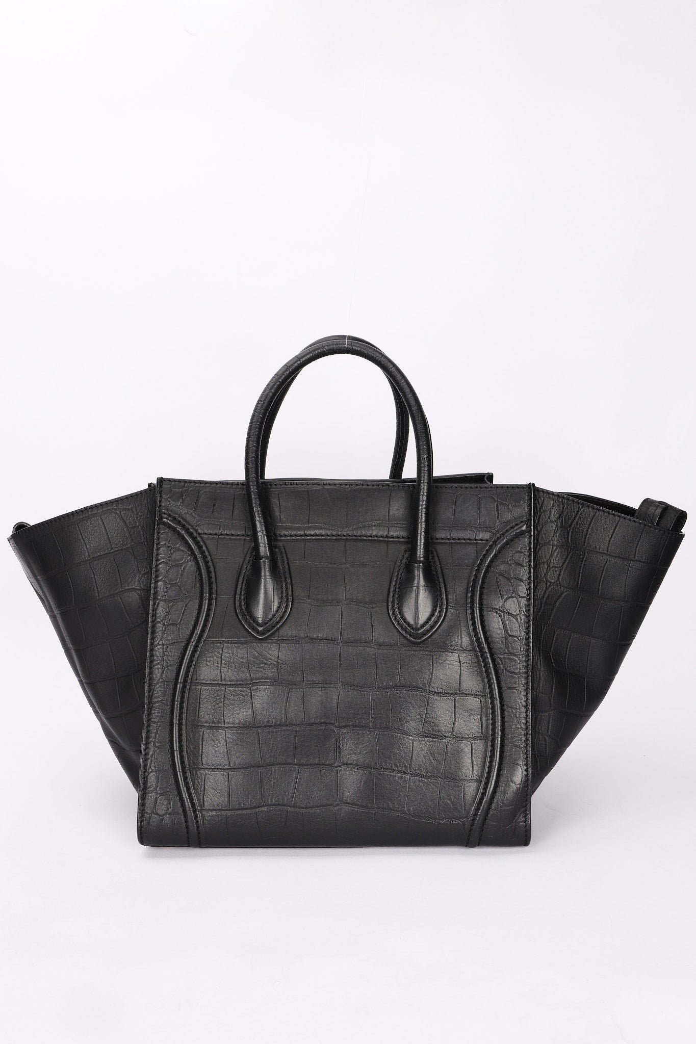 Celine Crocodile Embossed Phantom Luggage Tote