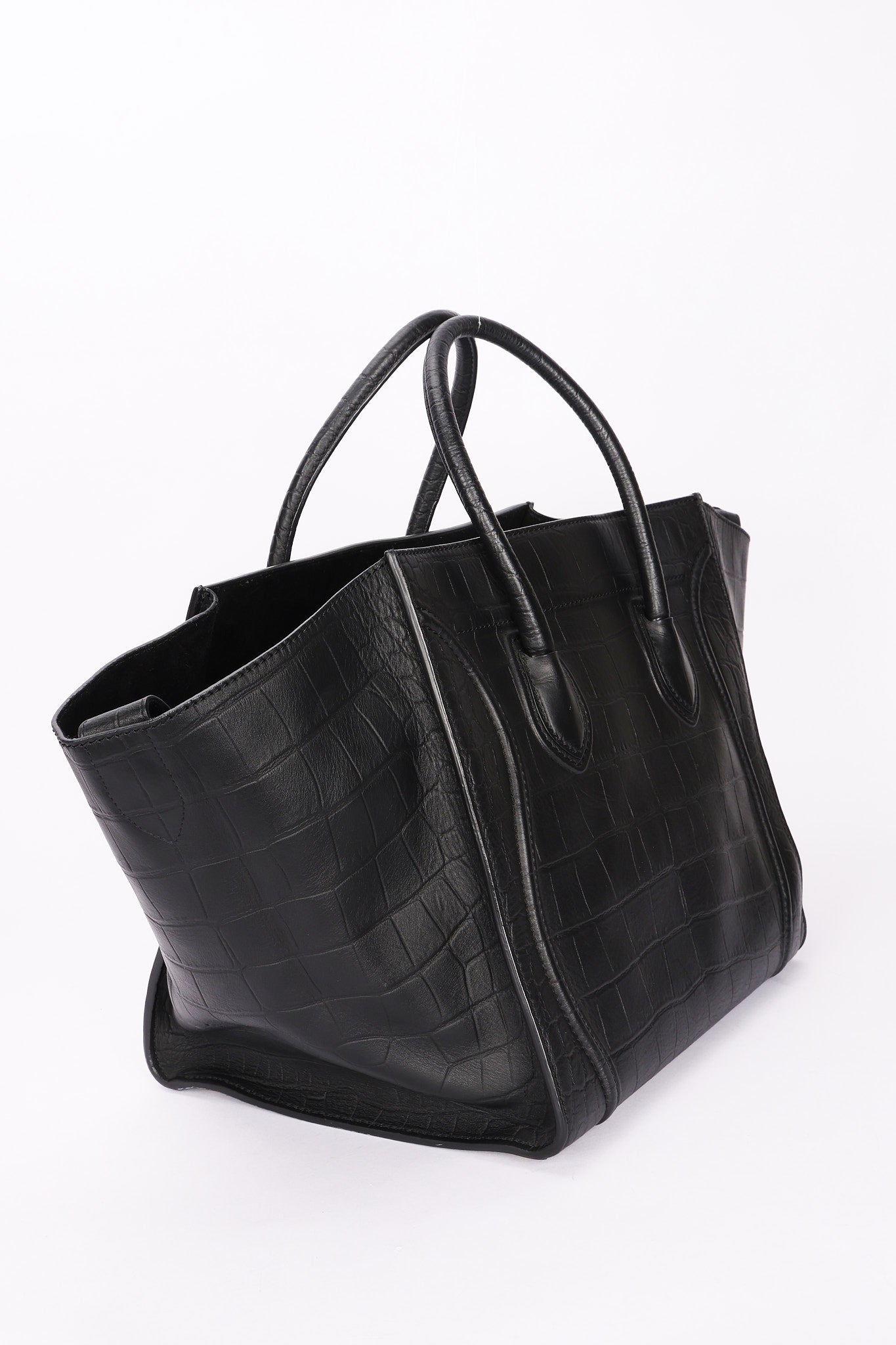 Celine Crocodile Embossed Phantom Luggage Tote