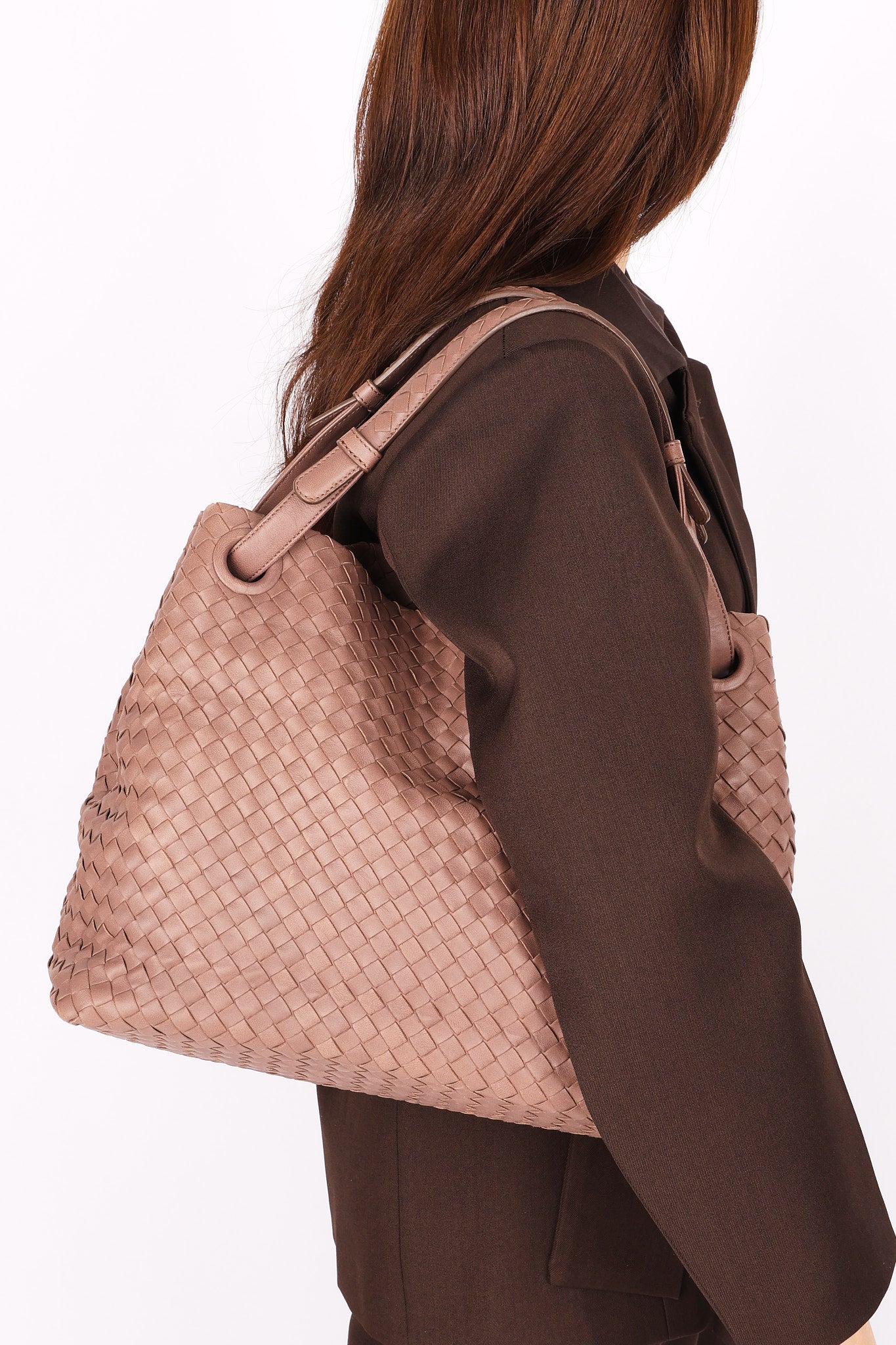 Bottega Veneta Intrecciato Garda Tote Taupe