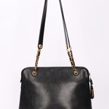 Chanel Front Turnlock Pocket Shoulder Bag Black Caviar 24K GP