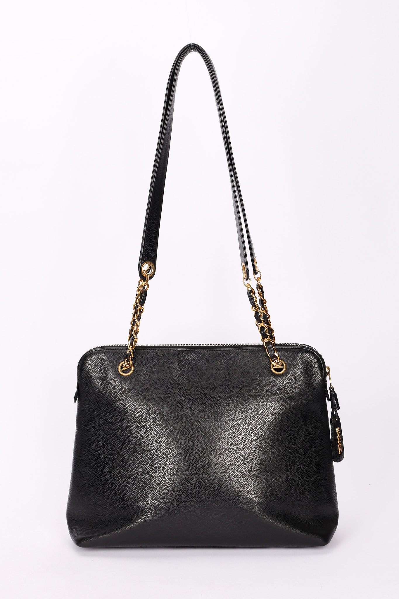 Chanel Front Turnlock Pocket Shoulder Bag Black Caviar 24K GP