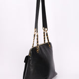 Chanel Front Turnlock Pocket Shoulder Bag Black Caviar 24K GP