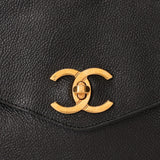 Chanel Front Turnlock Pocket Shoulder Bag Black Caviar 24K GP
