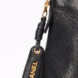 Chanel Front Turnlock Pocket Shoulder Bag Black Caviar 24K GP